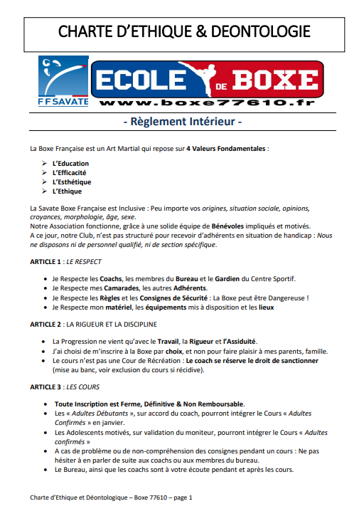 Charte éthique et déontologique